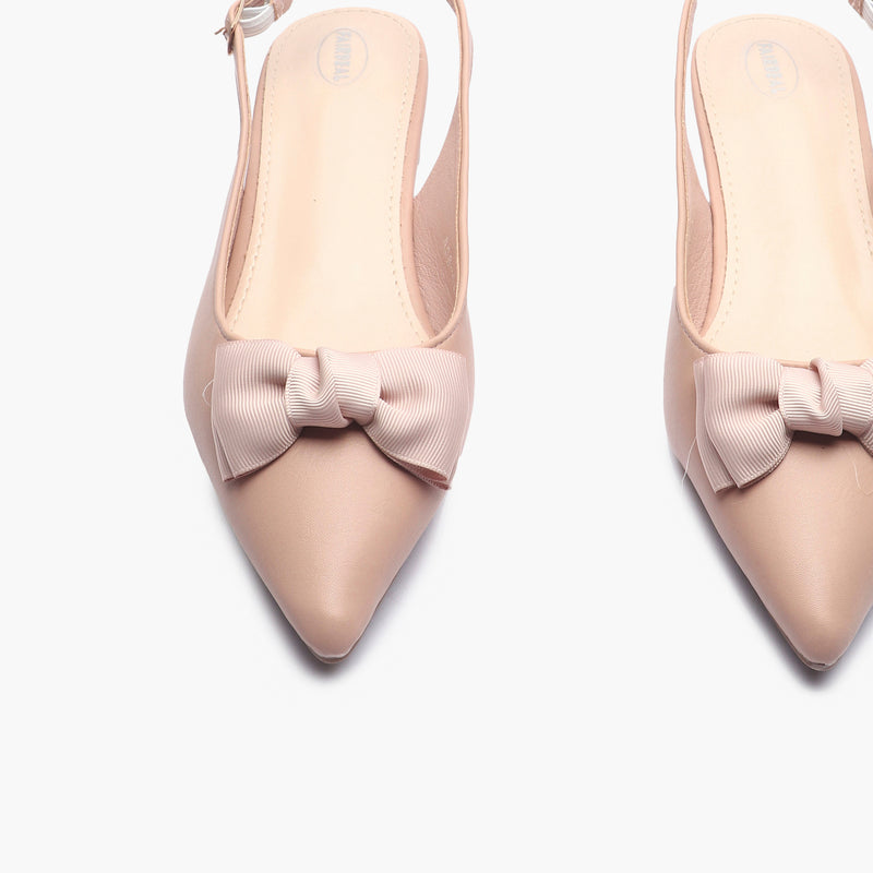 Bow Accented Flat Mules pink front zoom