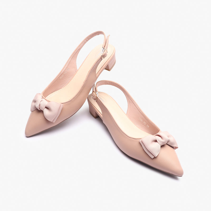 Bow Accented Flat Mules pink