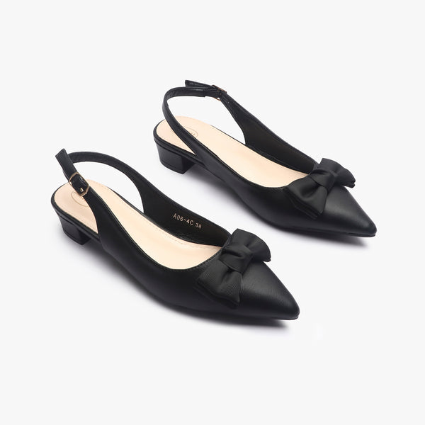 Bow Accented Flat Mules black side angle