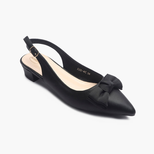 Bow Accented Flat Mules black side single