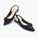 Bow Accented Flat Mules black