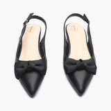 Bow Accented Flat Mules black front angle