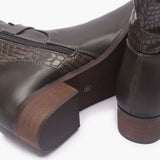 Croc Finish Single buckle Boots grey sole