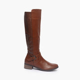 Croc Finish Single buckle Boots brown side profile
