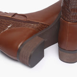 Croc Finish Single buckle Boots brown sole
