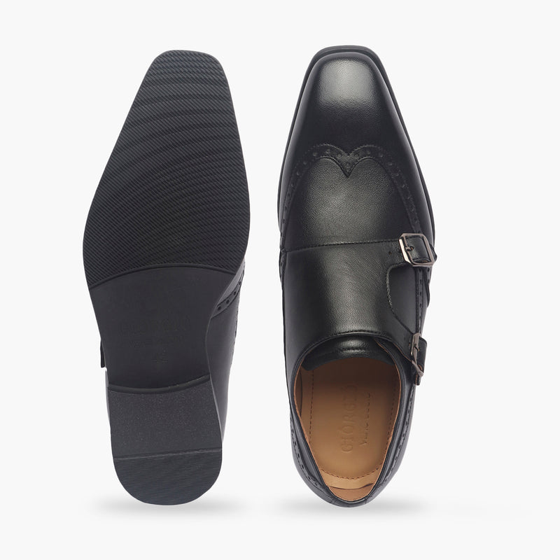 Double Buckle Monk Strap black top and sole
