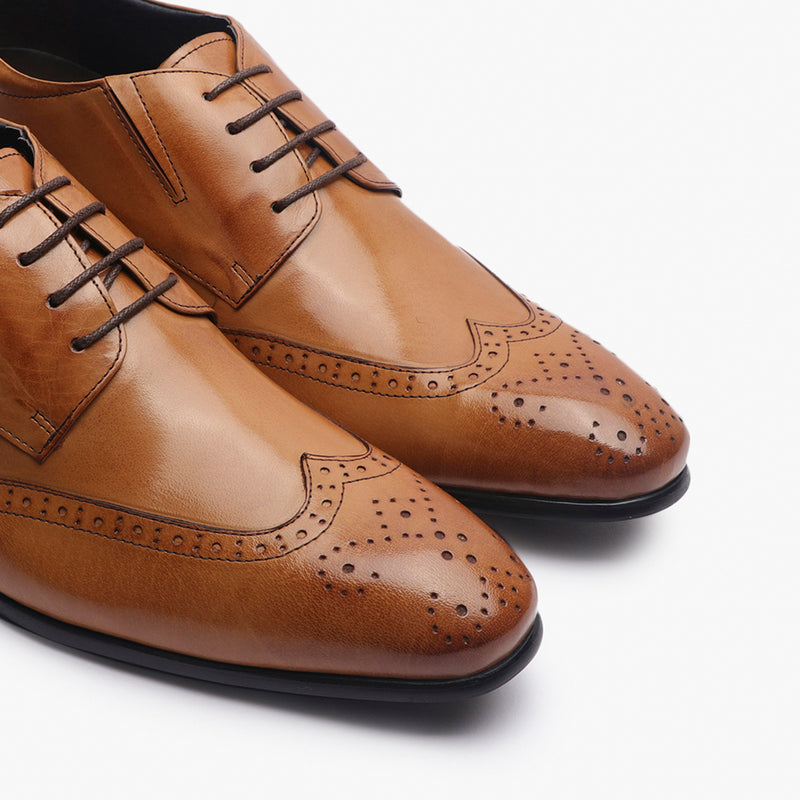 Elevated Brogues tan side angle zoom