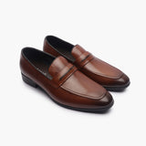 U-Tip Formal Slip Ons brown side angle