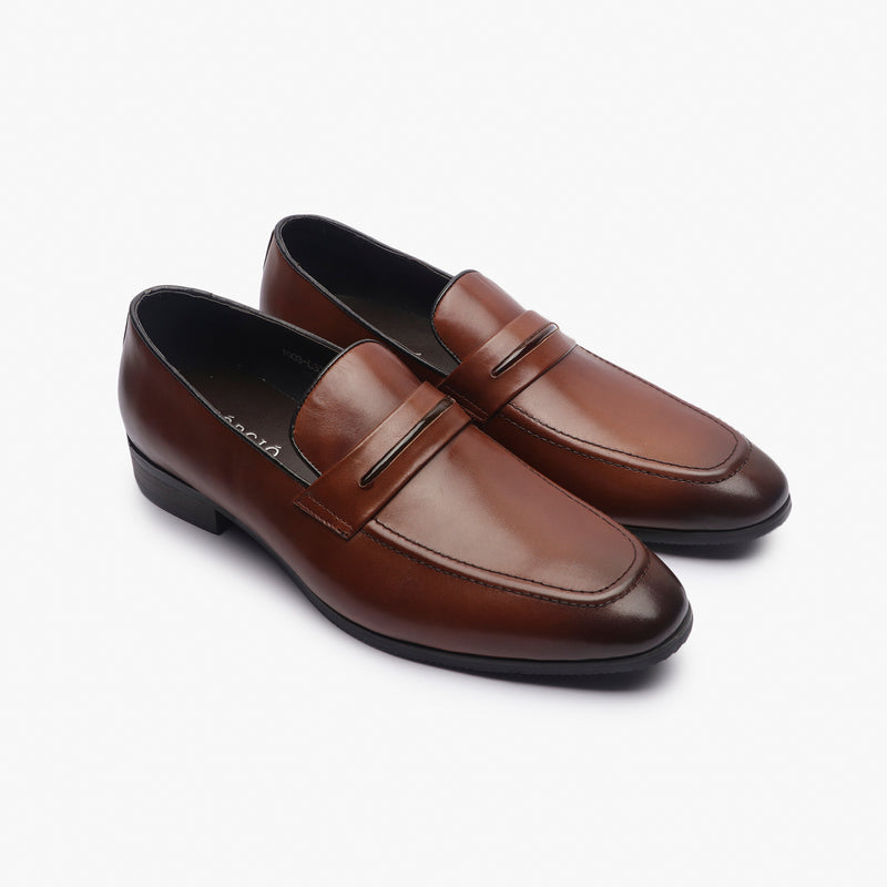 U-Tip Formal Slip Ons brown side angle