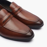 U-Tip Formal Slip Ons brown side angle zoom