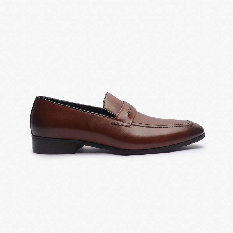 U-Tip Formal Slip Ons brown side profile