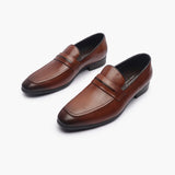 U-Tip Formal Slip Ons brown opposite side