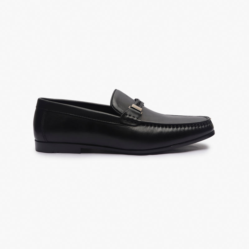 Woven Metal Bit Moccasins black side profile