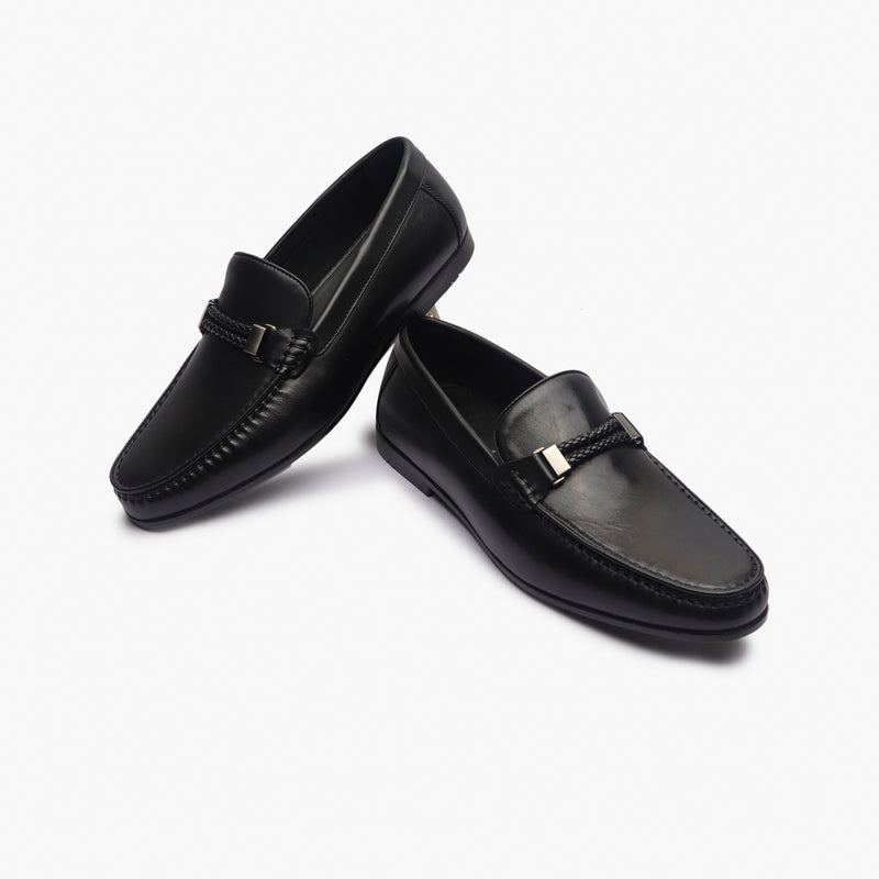 Woven Metal Bit Moccasins black 