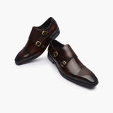 Double Buckle Monk Strap Patina coffee