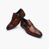 Double Buckle Monk Strap Patina cognac