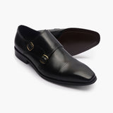 Double Buckle Monk Strap Patina black side and sole