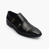 Double Buckle Monk Strap Patina black side single