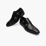 Double Buckle Monk Strap Patina black