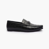 Croc Effect Loafers with Buckle black side profile