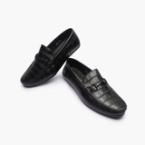 Croc Effect Loafers with Buckle black