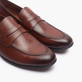 U Tip Penny Loafers brown side angle zoom