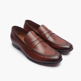 U Tip Penny Loafers brown side angle