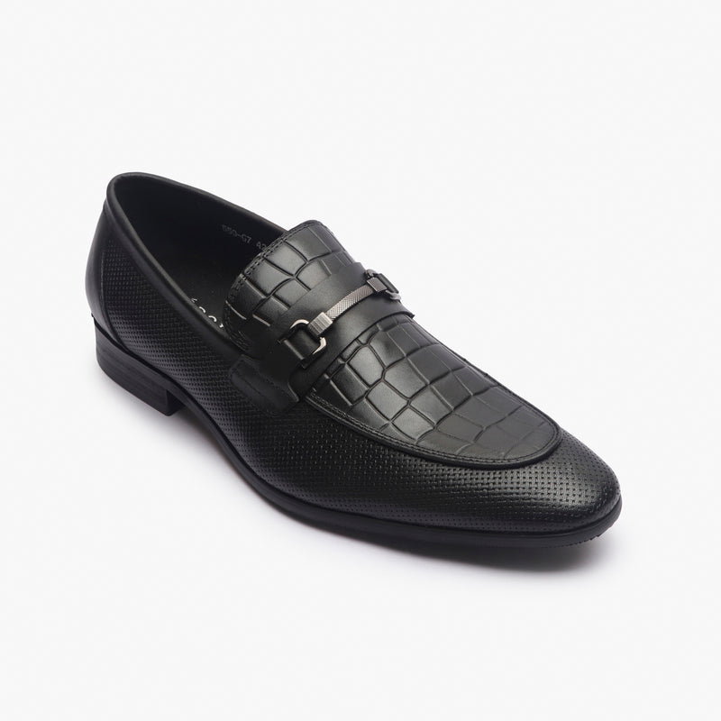 Croc Effect Shoes with Metal Bit black side single