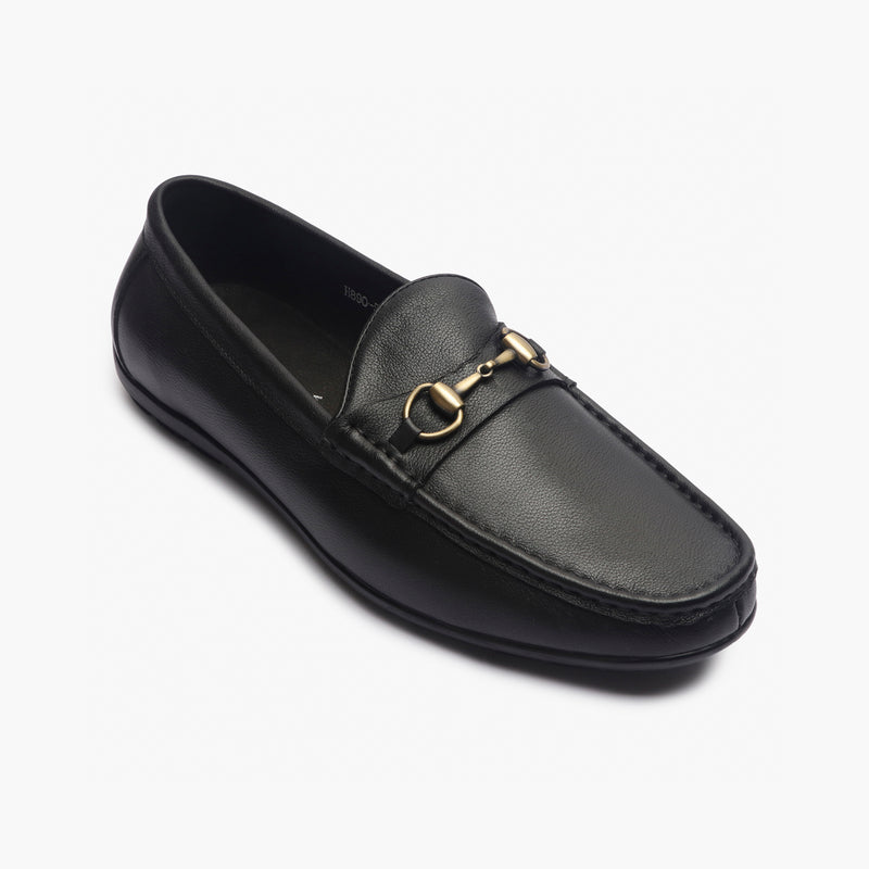 Leather Loafers with Buckle black side single