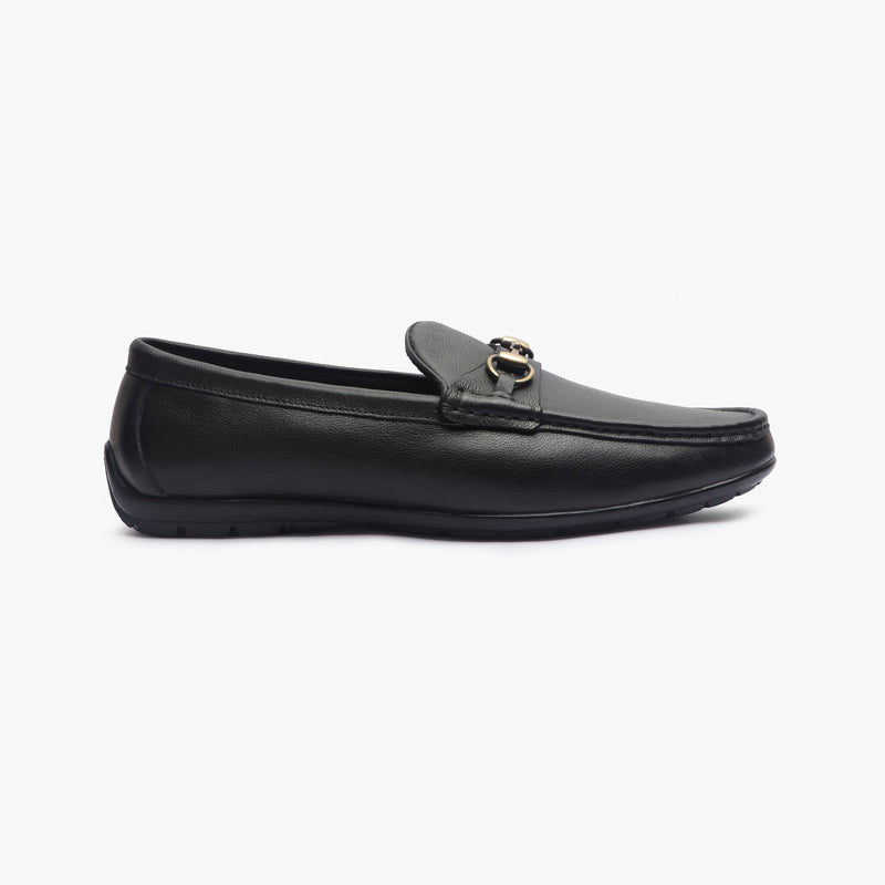 Leather Loafers with Buckle black side profile