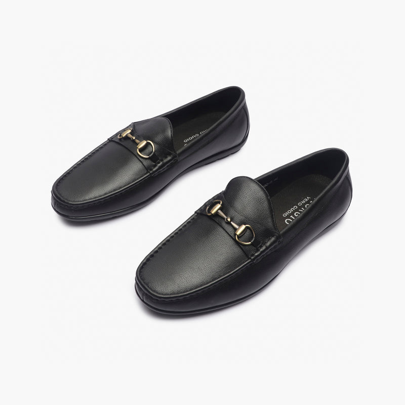 Leather Loafers with Buckle black opposite side