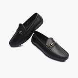 Leather Loafers with Buckle black