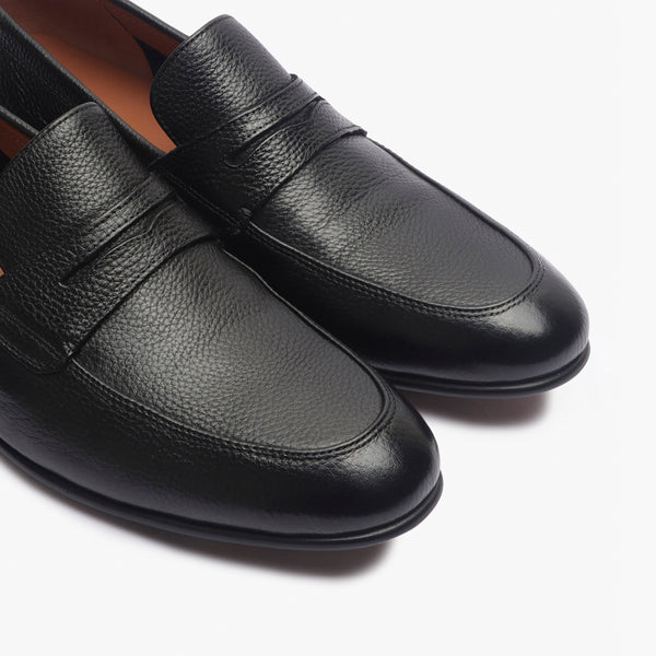 Milled Leather Penny Loafers black side angle zoom