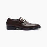 Classic Single Buckle Monk coffee side profile with heel