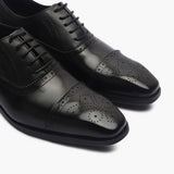 Medallion Toe Semi Brogue Lace ups black side angle zoom