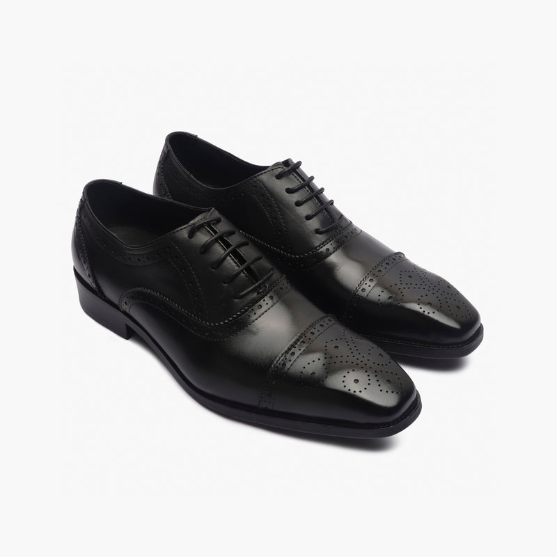 Medallion Toe Semi Brogue Lace ups black side angle