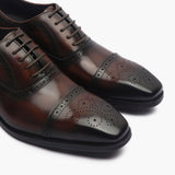 Medallion Toe Semi Brogue Lace ups brown side angle zoom