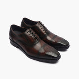 Medallion Toe Semi Brogue Lace ups brown side angle