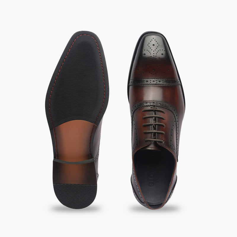 Medallion Toe Semi Brogue Lace ups brown top and sole