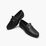 Grain Leather Loafers with Metal Bit black 