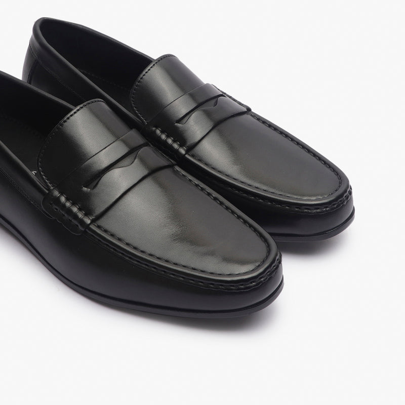 Formal Penny Slip Ons black side angle zoom