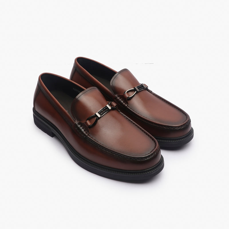 Sheridan Minimal Metal Bit Slip On cognac side angle