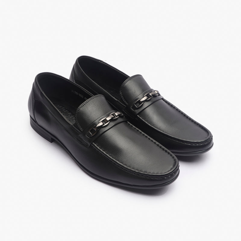 Loafers With Chainlink Buckle black side angle