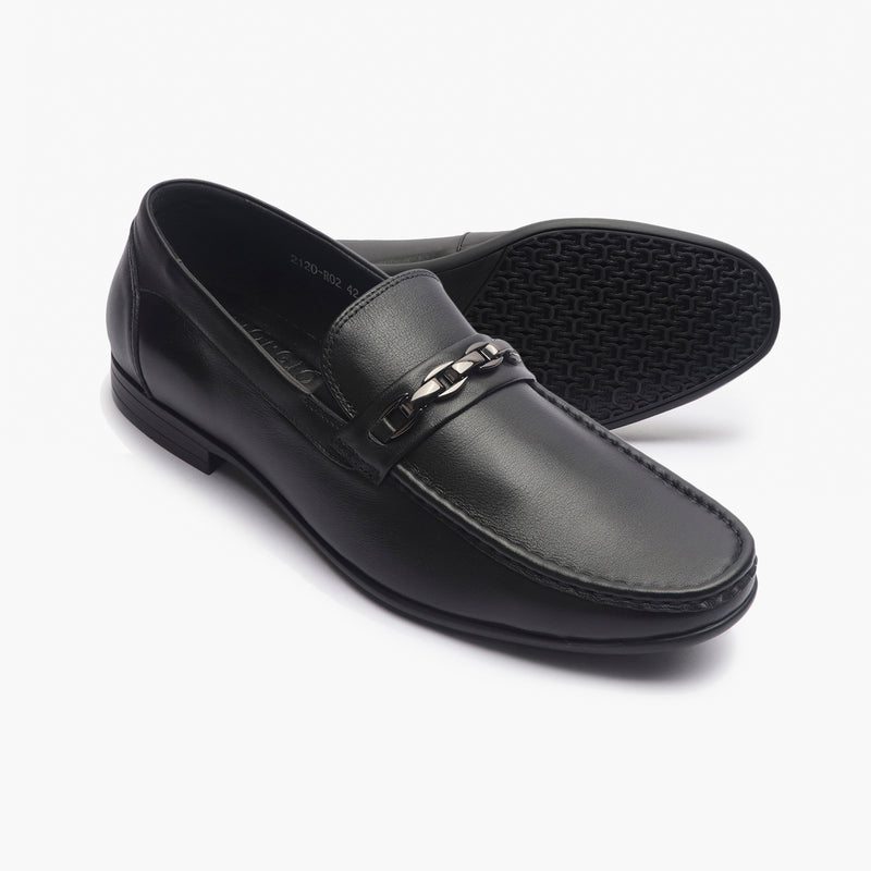 Loafers With Chainlink Buckle black side and sole