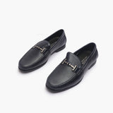 Grain Leather Loafers with Metal Bit navy opposite side