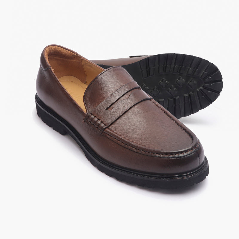  EVA Sole Penny Slip On brown side and sole