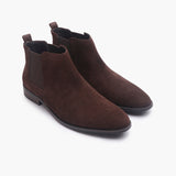 Suede Leather Chelsea Boots brown side angle