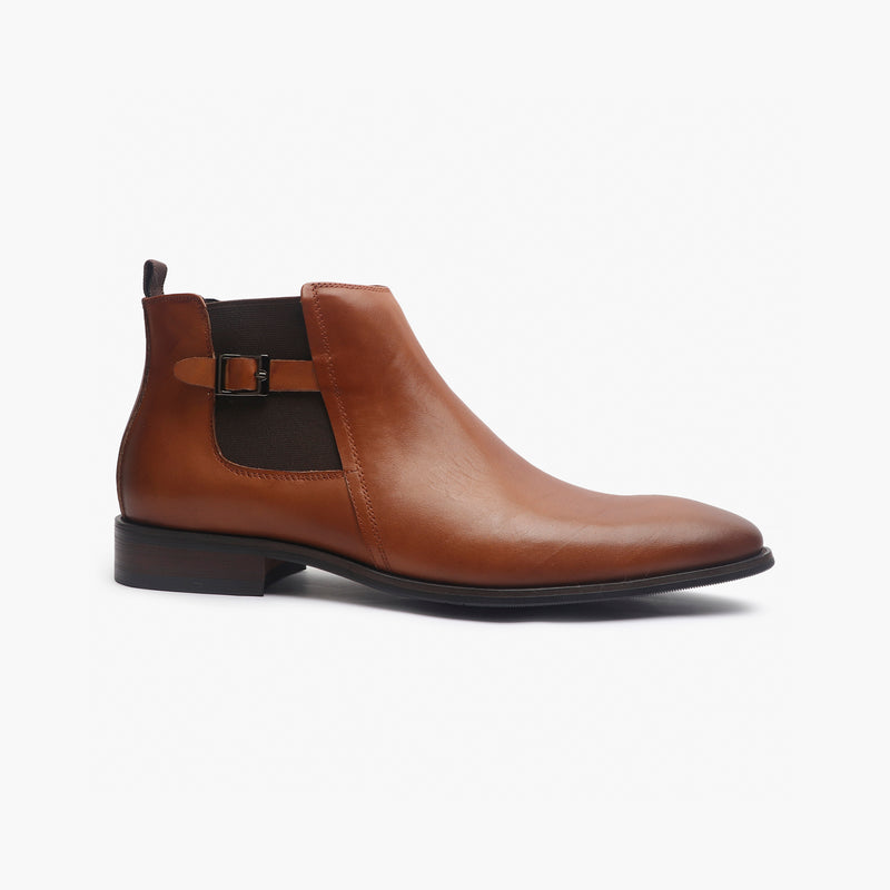 Chelsea Boots with Side Buckle cognac side profile