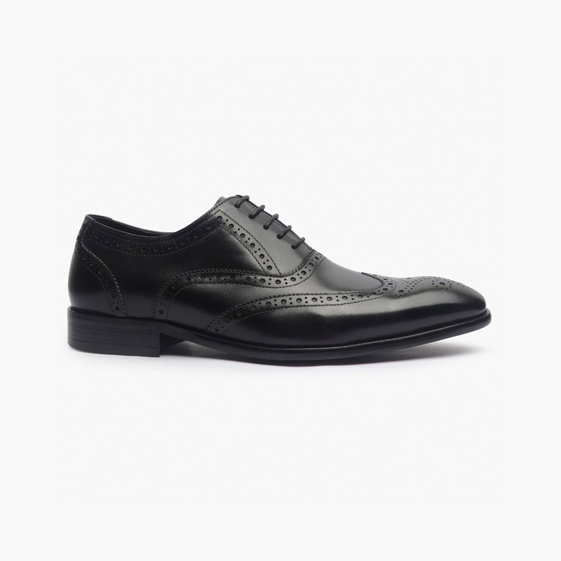 Brushed Leather Brogues black side profile