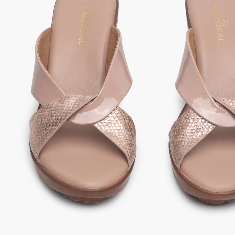 Contemporary Cross Wedges pink front zoom